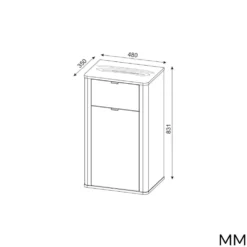 Mobiletto da bagno sospeso 48x83 cm con 2 ante rovere MBT8