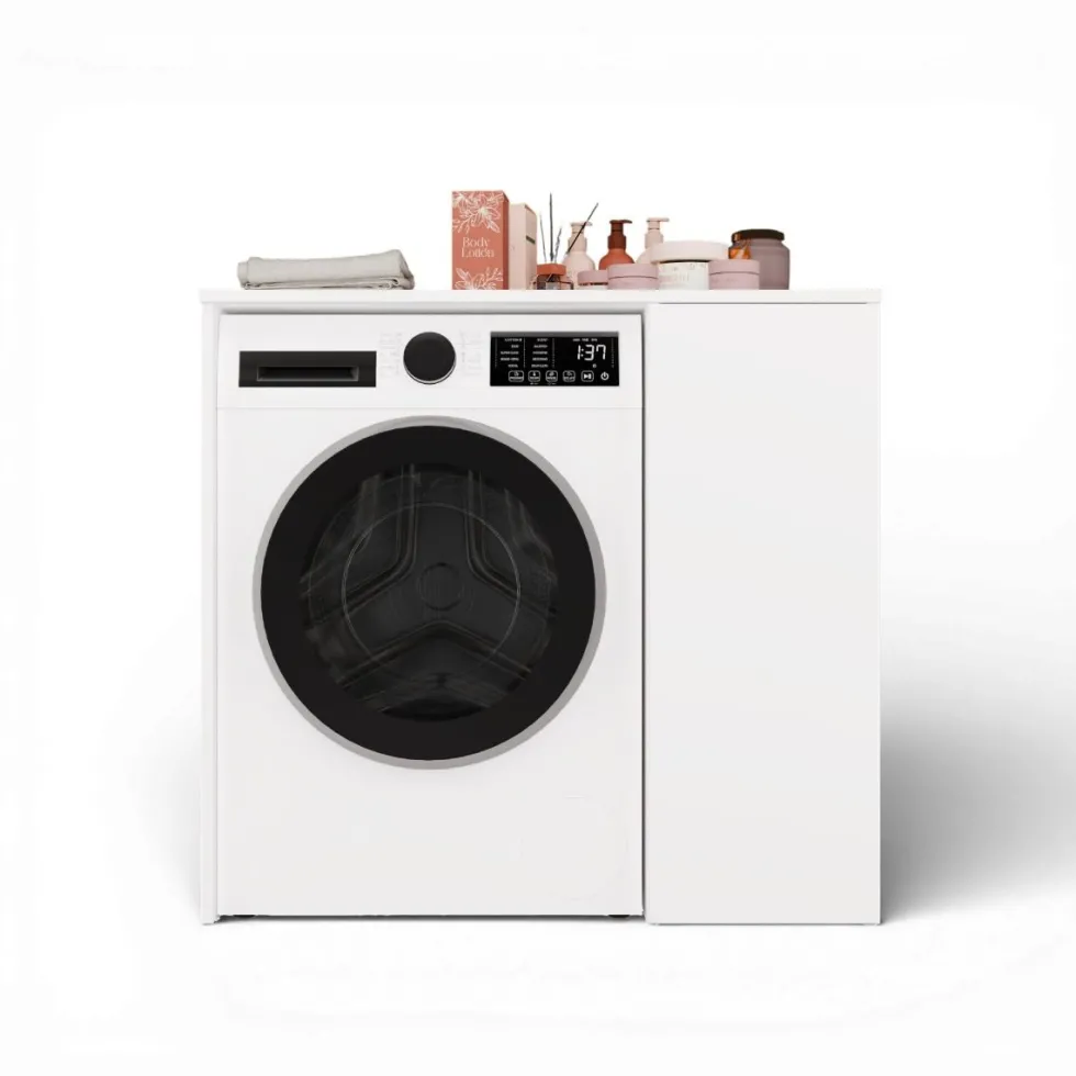 Mobiletto per lavatrice moderno 64x88,5 cm bianco opaco MLT7