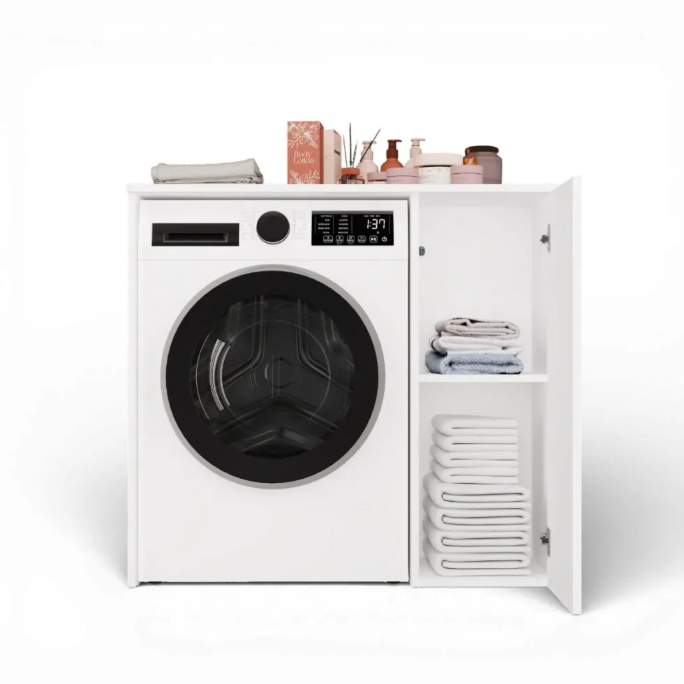 Mobiletto per lavatrice moderno 64x88,5 cm bianco opaco MLT7