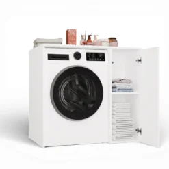Mobiletto per lavatrice moderno 64x88,5 cm bianco opaco MLT7