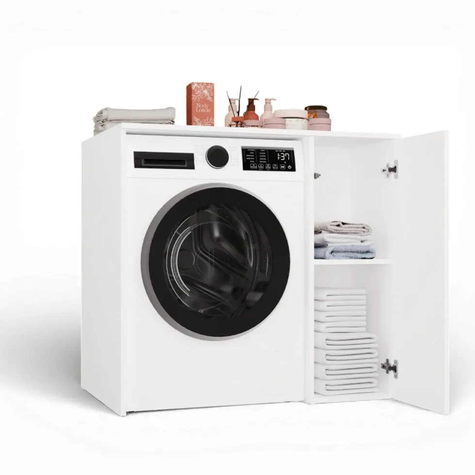 Mobiletto per lavatrice moderno 64x88,5 cm bianco opaco MLT7