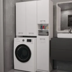 Mobiletto per lavatrice 64x88,5 cm con armadietto bianco opaco MLT10