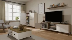 Mobile tv grande 183,5 cm con ante cashmere e rovere PTVT5