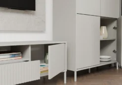 Mobile tv minimal 164 cm con ante e cassetto cashmere PTVT4