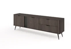 Mobile tv moderno 195x61 cm con 2 cassetti e 2 ante battenti in quercia scuro PTVLK33