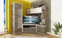 Parete attrezzata angolare rovere e bianco SU18