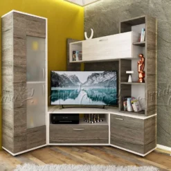 Parete attrezzata angolare rovere e bianco SU18