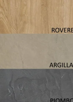 Parete attrezzata angolare 276x200 cm argilla, rovere e piombo PAL52