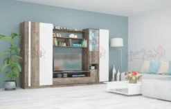 Parete attrezzata bianca e rovere scuro SG19