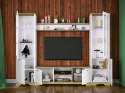 Parete attrezzata classica bianco/rovere chiaro SILL