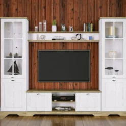 Parete attrezzata classica bianco/rovere chiaro SILL