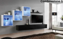 Parete attrezzata con led sospesa PAP65