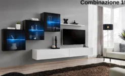 Parete attrezzata con led sospesa PAP65