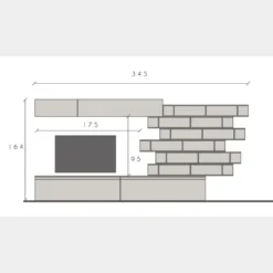 Parete attrezzata con libreria sospesa 345x164 cm bronzo e noce PAL21