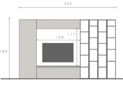 Parete attrezzata con libreria 305x186 cm grigio e grigio chiaro PAL19