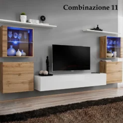 Parete attrezzata con luci led PAP58