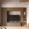 Parete attrezzata con mobile a colonna 249x186 cm bronzo e noce PAL18