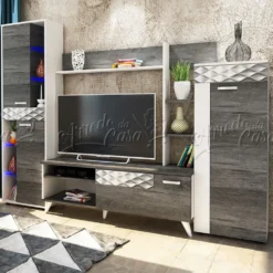 Parete attrezzata design bianco e rovere antracite SU23