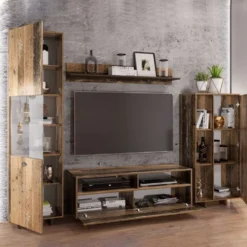 Parete attrezzata effetto legno anticato PAI5