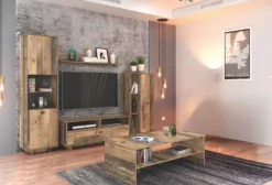 Parete attrezzata effetto legno anticato PAI5