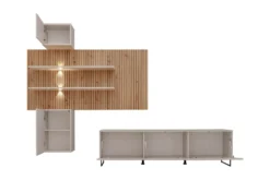 Parete attrezzata moderna beige e rovere 280x200 PAP150