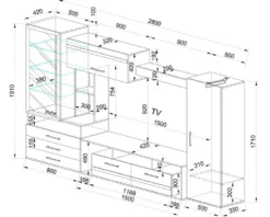 Parete attrezzata moderna Wengè e rovere PAI6012