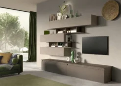 Parete attrezzata moderna 276x190 cm argilla e bronzo PAL34