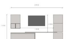 Parete attrezzata moderna 290x140 cm grigio e piombo PAL26