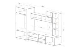 Parete attrezzata moderna 250x185 cm quercia beige e grafite SU41