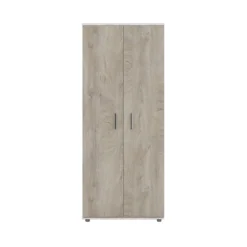 Parete attrezzata modulare con vetrinetta e mensola in rovere e rovere scuro e rovere bianco SG31
