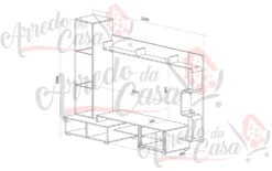 Parete attrezzata nero e rovere chiaro SU3