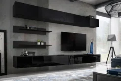 Parete attrezzata porta tv bianca e nera PAP102