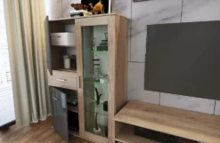 Parete attrezzata soggiorno rovere e grigio PAI25