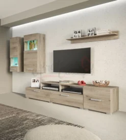 Parete attrezzata soggiorno moderna rovere PAI26