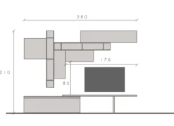 Parete attrezzata soggiorno 280x210 cm grigio, beige e piombo PAL53