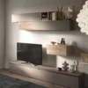 Parete attrezzata soggiorno 276x190 cm argilla, bronzo e rovere PAL49