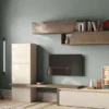 Parete attrezzata soggiorno 280x202 cm beige e noce PAL65