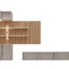 Parete attrezzata sospesa moderna beige e rovere 280x180 PAP151
