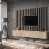 Parete attrezzata sospesa moderna rovere e nera 180x148 PAP154