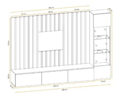 Parete attrezzata sospesa per salotto 220x148 PAP143
