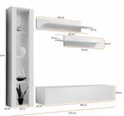 Parete attrezzata sospesa piccola con led PAP97
