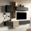 Parete attrezzata sospesa 262x220 cm rovere e grafite PAL20