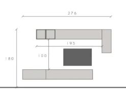 Parete attrezzata sospesa 276x180 cm bianco lucido e rovere PAL48