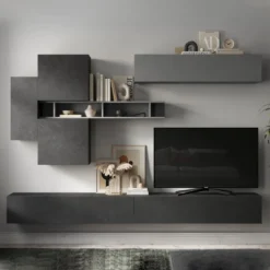 Parete attrezzata sospesa 276x210 cm grigio e piombo PAL51
