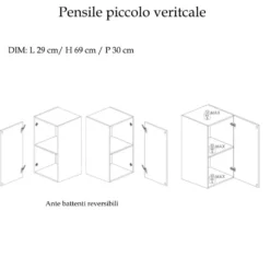 Parete attrezzata sospesa 276x210 cm argilla, bronzo e rovere PAL51