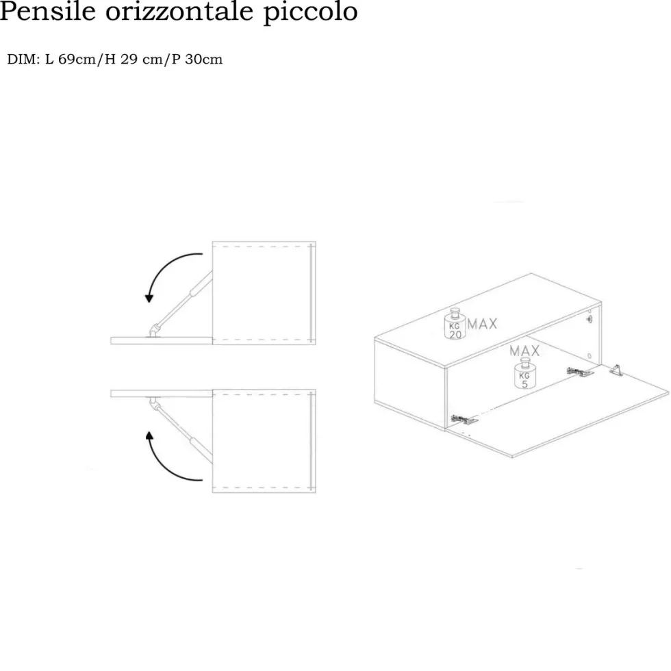 Parete attrezzata sospesa 340x169 cm bronzo e noce PAL22