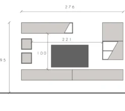Parete attrezzata sospesa 205x210 cm beige e noce PAL72
