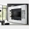 Parete attrezzata 257x187 a terra moderna con pensili e vetrina bianco lucido PAL6