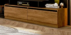 Parete attrezzata 240x185 cm nero quercia e marmo SU40