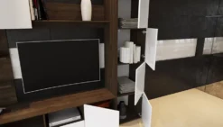 Parete attrezzato moderno bianco e rovere SILB